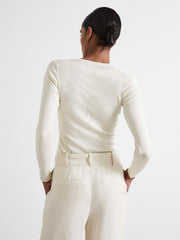 Atelier Knitted Silk-Blend Top Off White | Women