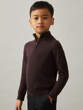 3-9 yrs Merino Wool Half-Zip Funnel Neck Jumper Dark Bordeaux | Children & Baby