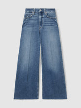 Paige Wide Leg Raw Hem Cropped Jeans Rock Show Blue | Women