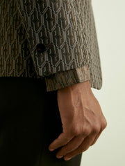 Monogram-Jacquard Twill Blazer Chocolate Brown | Men