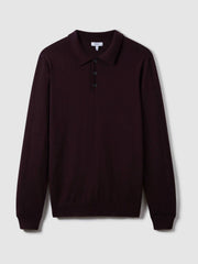 Merino Wool Polo Shirt Dark Bordeaux | Men