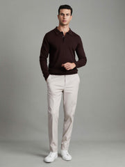 Merino Wool Polo Shirt Dark Bordeaux | Men