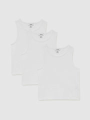 3-9 yrs Cotton Stretch Ribbed Vest 3 Pack White | Children & Baby