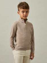 3-9 yrs Merino Wool Half-Zip Funnel Neck Jumper Wheat Melange | Children & Baby