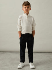 9-13 yrs Merino Wool Half-Zip Funnel Neck Jumper Snow | Children & Baby