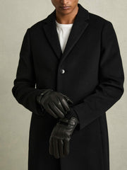 Leather Ribbed-Cuff Gloves Black | Men