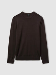 Merino Wool Crew Neck Jumper Dark Bordeaux | Men
