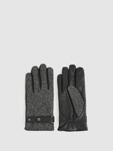 Leather And Wool-Blend Herringbone Gloves Black | Men