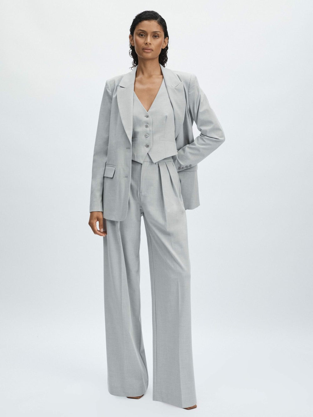 Good American Sharkskin Suit Waistcoat Heather Grey | Women