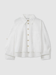 Oversize Cotton Cropped Shirt White | Women