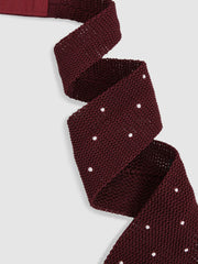 Silk Knitted Pin-Dot Tie Burgundy | Men