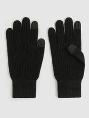 Ribbed-Merino Touchscreen Gloves Black | Men