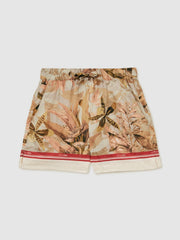 13-14 yrs | NYBG Satin Floral-Print Shorts Khaki | Children & Baby