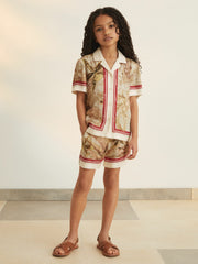 13-14 yrs | NYBG Satin Floral-Print Shirt Khaki | Children & Baby