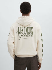 Les Deux 100% Cotton Goods Print Hoodie Ivory/Green | Men