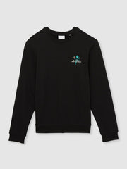 Les Deux Cotton Café Sweatshirt Black Print | Men