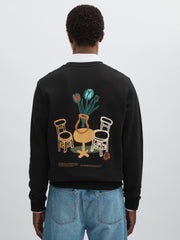 Les Deux Cotton Café Sweatshirt Black Print | Men