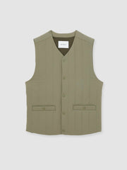 Les Deux Quilted Technical Gilet Green | Men