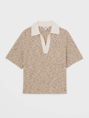 Cotton-Blend Knit Polo Shirt Neutral | Women