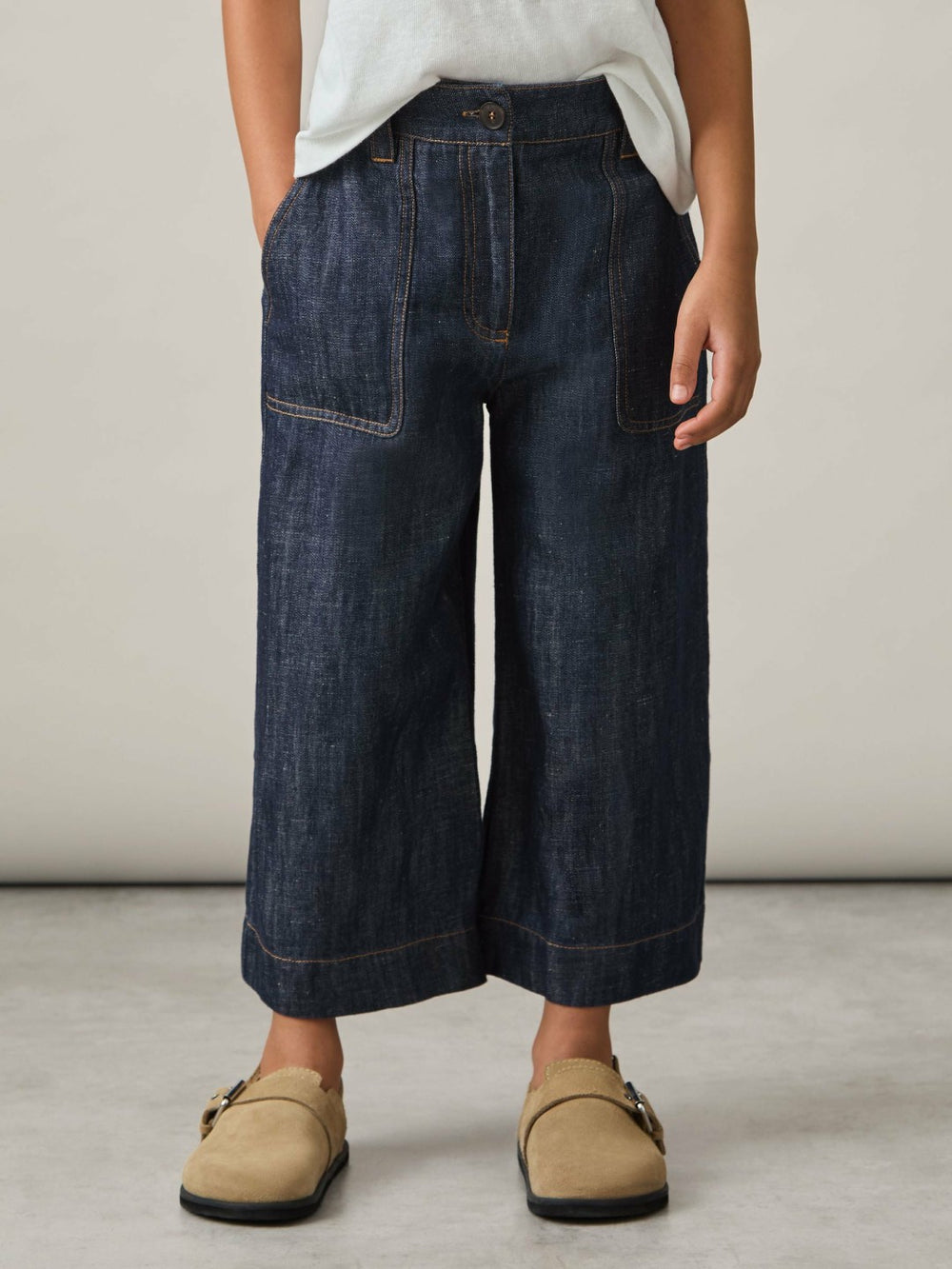 9-13 yrs Cotton-Linen Wide Leg Trousers Indigo | Children & Baby