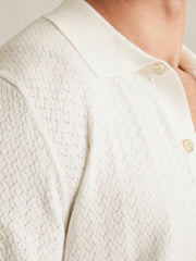 Textured Knit Button-Through Shirt White | Men