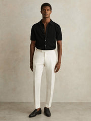 Textured Knit Button-Through Shirt Black | Men