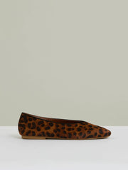 Leather Rounded-Point Toe Ballet Flats Animal | Women