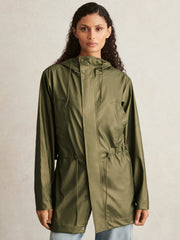 Rains Long Hooded Jacket Revel Brass Green | Women