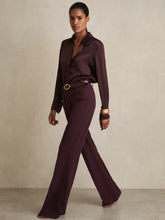 Petite High Rise Flared Trousers Burgundy | Women