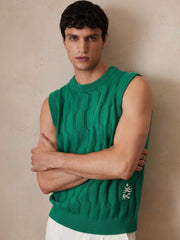 Ché Pointelle Crew-Neck Vest Bright Green | Men