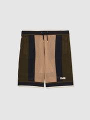 | Ché Crochet Colour-Block Shorts Camel/Green | Men