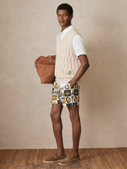 | Ché Sunset-Print Swim Shorts Olive Green | Men