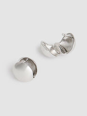 Polished Ball Huggie Earrings Silver Tone | Women