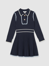 13-14 yrs Piped Knitted Skater Dress Navy | Children & Baby