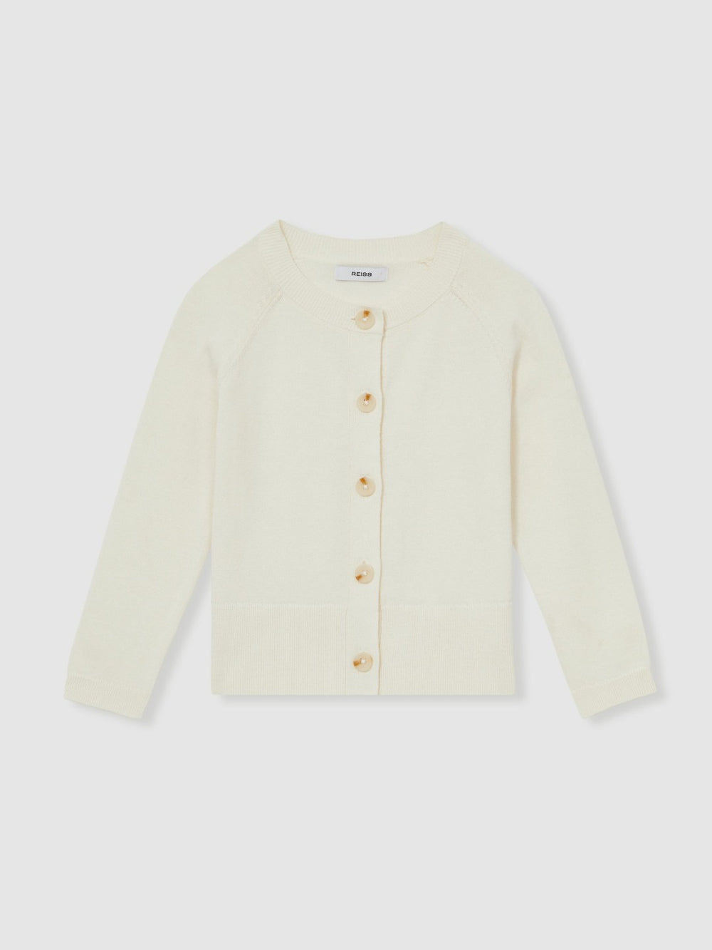13-14 yrs Cotton Crew-Neck Cardigan Ivory | Children & Baby