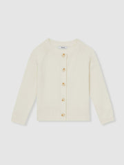 9-13 yrs Cotton Crew-Neck Cardigan Ivory | Children & Baby