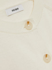 9-13 yrs Cotton Crew-Neck Cardigan Ivory | Children & Baby