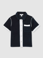 9-13 yrs Velour Colour-Block Shirt Blue Multi | Children & Baby