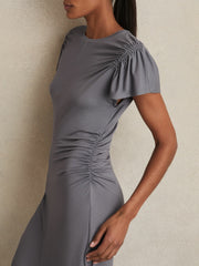 Modal Blend Ruched Jersey Dress Grey | Women