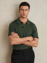 Merino Wool Short-Sleeve Polo Shirt Kale Green | Men