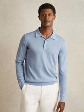 Merino Wool Long-Sleeve Polo Shirt Soft Blue | Men