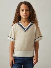 4-9 yrs Cotton-Linen Knit V-Neck Cricket Top Neutral | Children & Baby