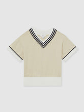 13-14 yrs Cotton-Linen Knit V-Neck Cricket Top Neutral | Children & Baby