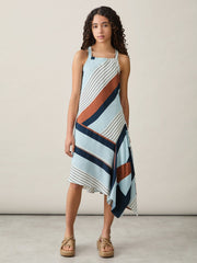 9-13 yrs Stripe-Print Handkerchief Dress Blue Print | Children & Baby