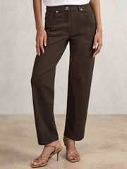 Petite Mid-Rise Straight-Leg Jeans Chocolate | Women