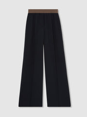 Petite Wide-Leg Elasticated-Waist Trousers Navy | Women