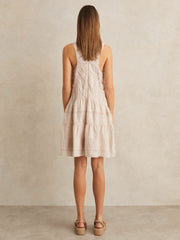 Shirred Ruffle Hem Mini Dress Neutral | Women