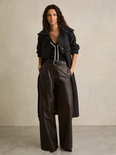 Petite Leather Wide Leg Trousers Chocolate | Women