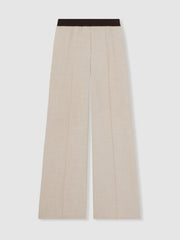 Petite Wide-Leg Elasticated-Waist Trousers Neutral | Women