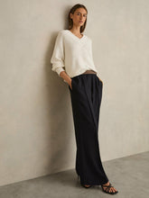 Wide-Leg Elasticated-Waist Trousers Navy | Women